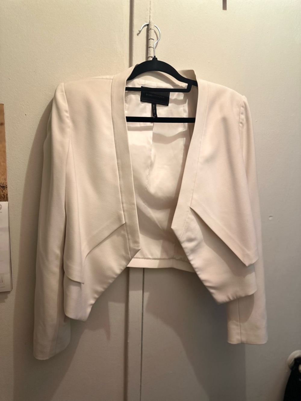 BCBGMaxAzria Ivory Cropped Open-Front Blazer